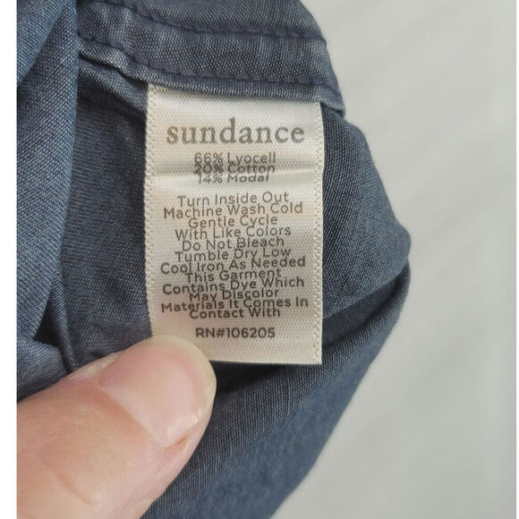 Sundance Larkes Tune Chambray Long Sleeve Button Up, sz Medium - Picture 5 of 10